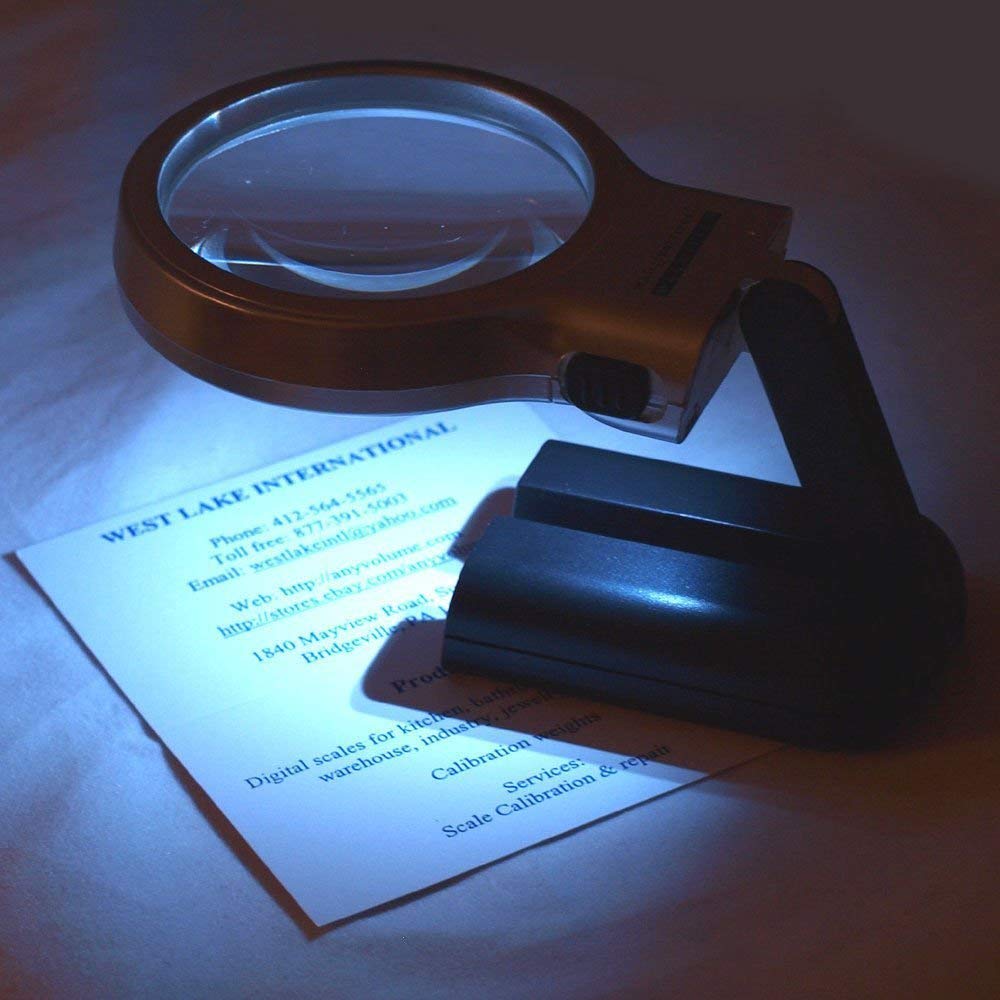 Folding Magnifying Glass With LED Stand And UV