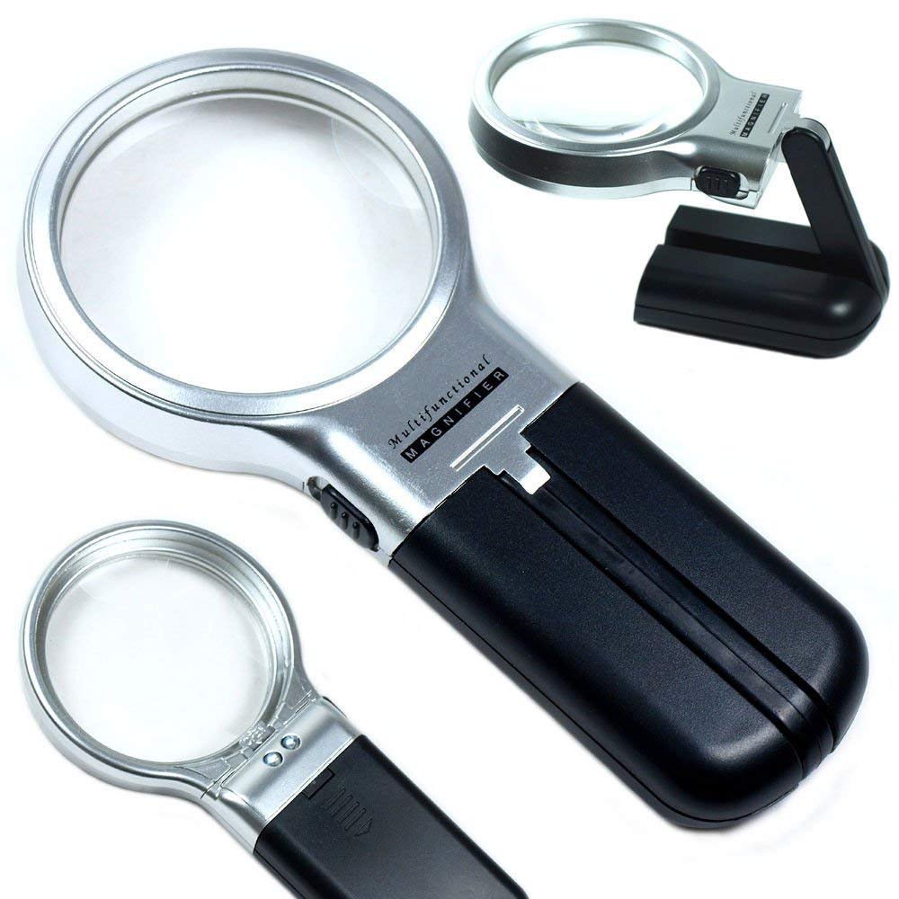 Folding Magnifying Glass With LED Stand And UV
