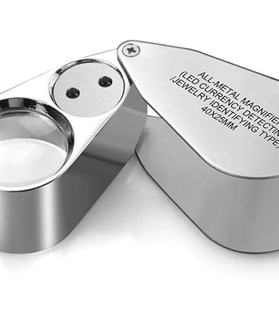 All Metal Magnifier (Led Currency Detecting/Jewelry Identifying Type) 40x25mm