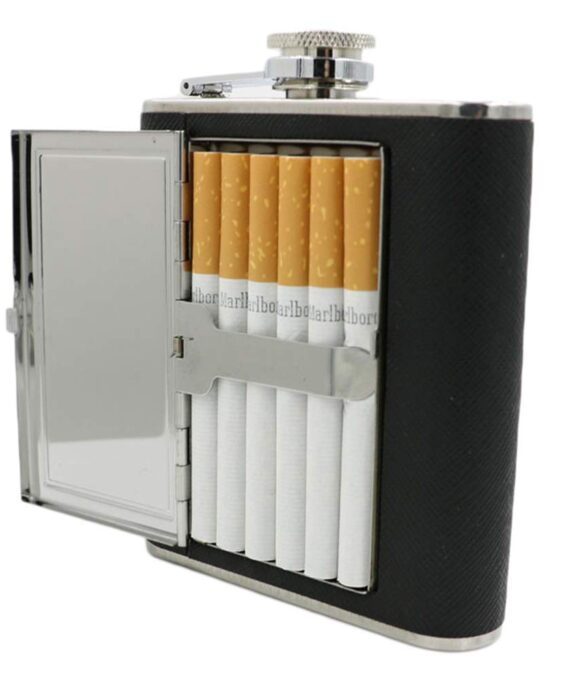 Regular Hip Flask With Cigarette Case 8Oz -240ml