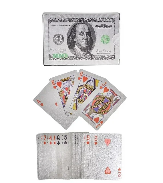 Dollar Pattern Playing Cards - Silver